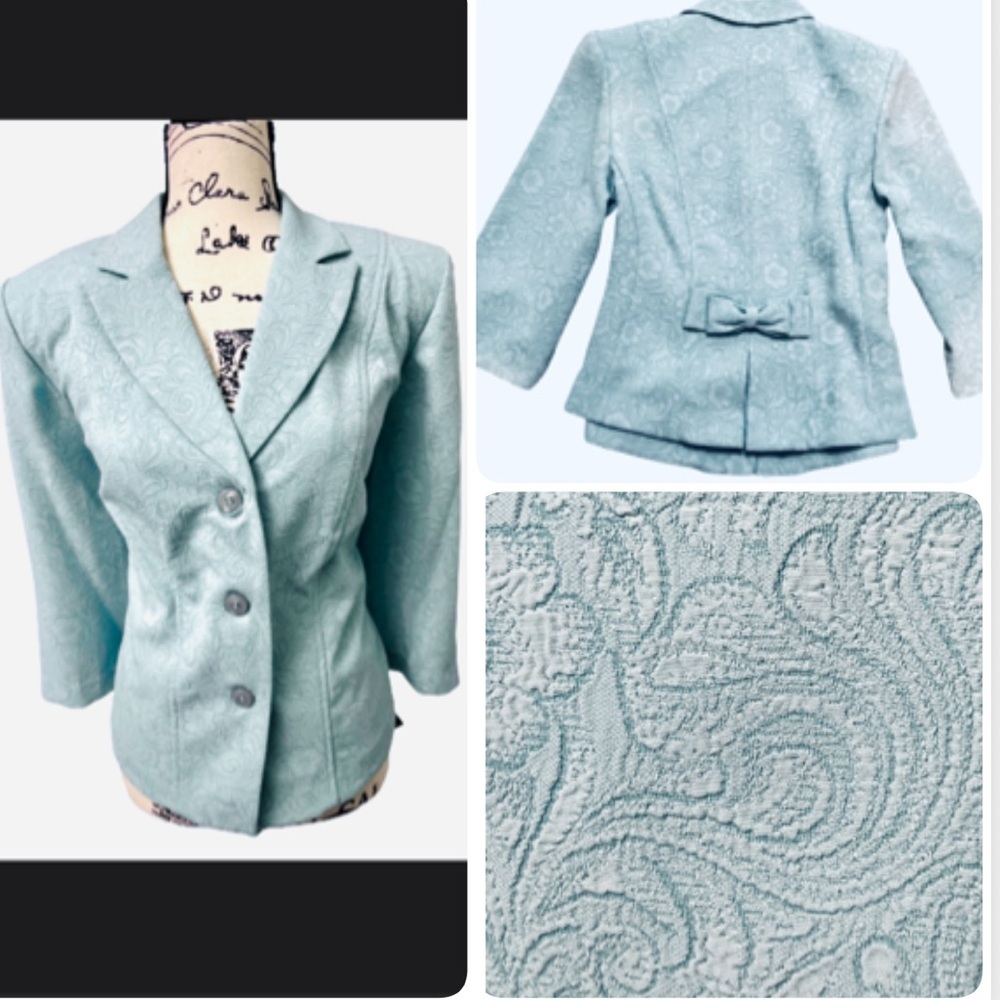 Lady Dorby‎ Vintage Victorian Paisley Sea Green Women’s Blazer